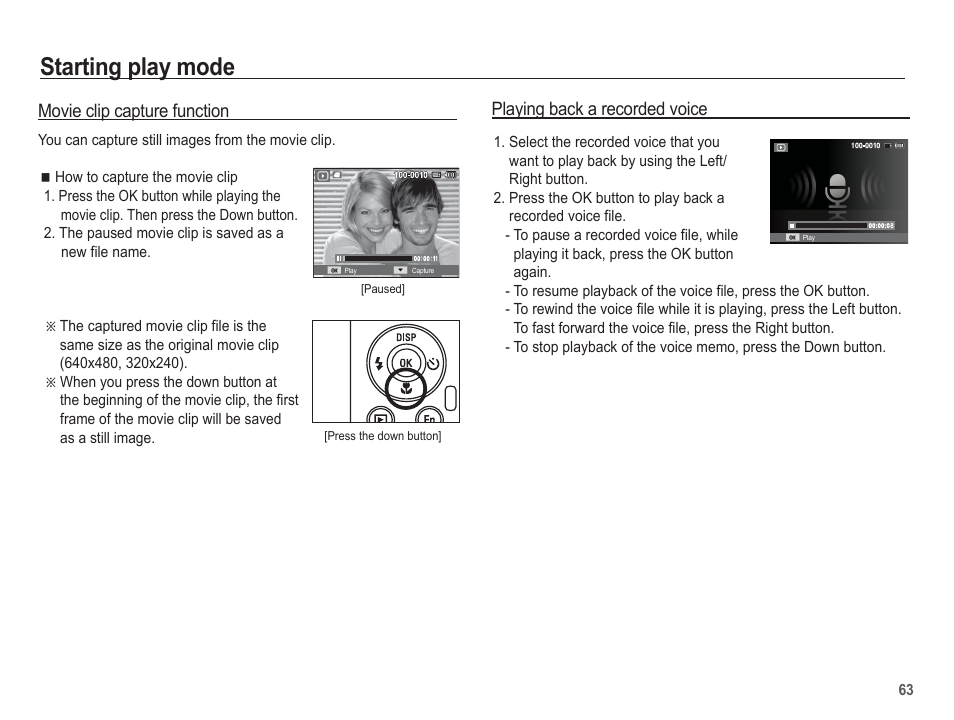 Starting play mode | Samsung EC-SL630ZBPSUS User Manual | Page 64 / 103