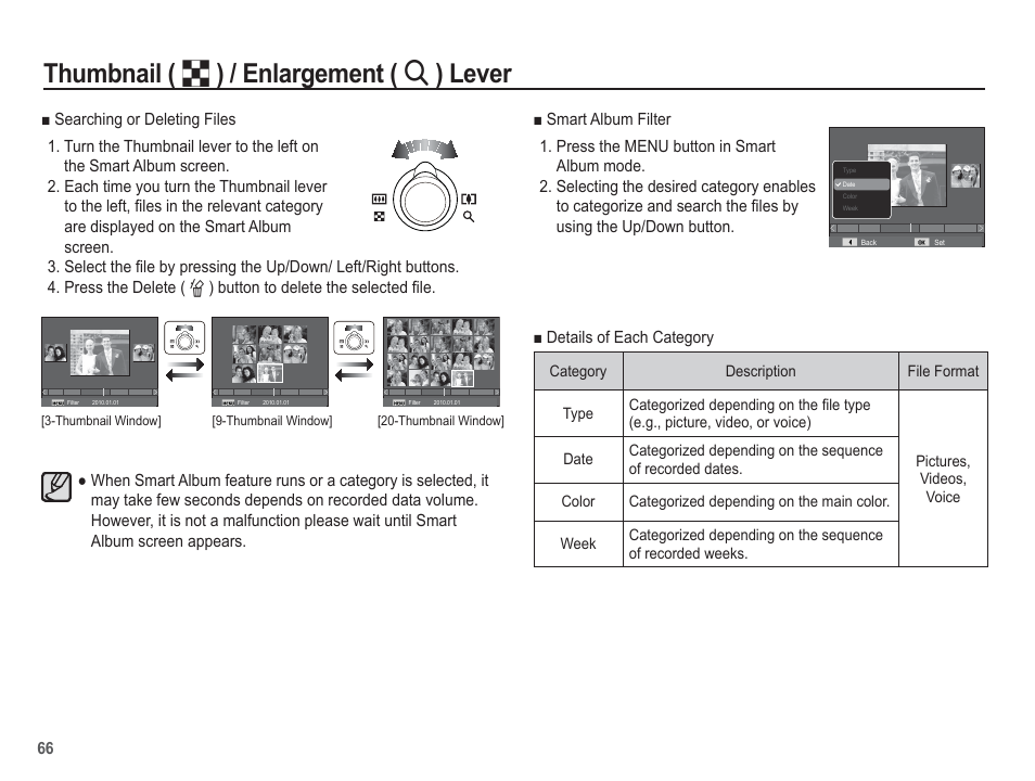 Thumbnail ( º ) / enlargement ( í ) lever | Samsung EC-SL630ZBPSUS User Manual | Page 67 / 103