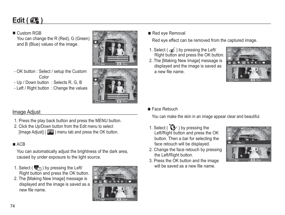 Edit ( ), Image adjust | Samsung EC-SL630ZBPSUS User Manual | Page 75 / 103