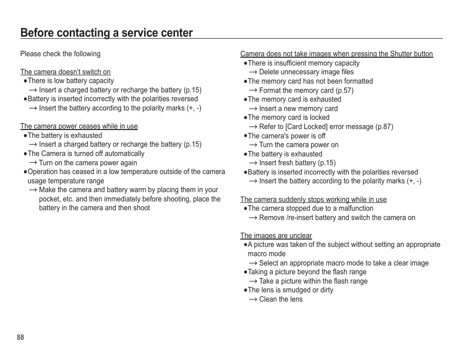 Before contacting a service center | Samsung EC-SL630ZBPSUS User Manual | Page 89 / 103