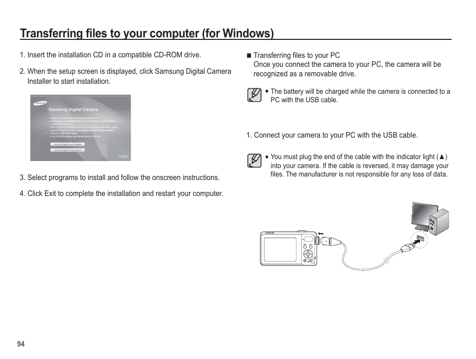 Transferring files to your computer (for windows) | Samsung EC-SL630ZBPSUS User Manual | Page 95 / 103