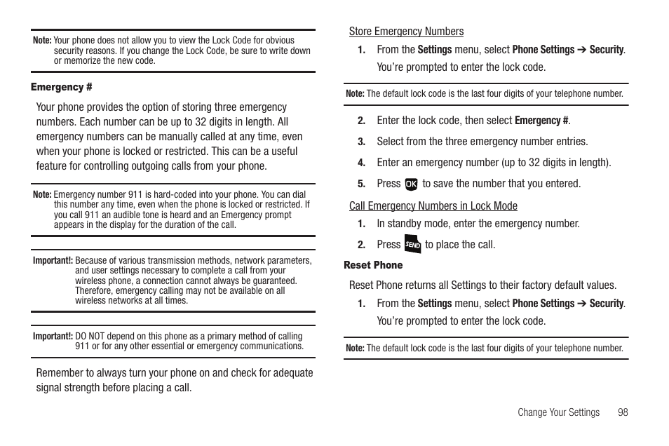 Emergency, Reset phone | Samsung SCH-U350ZIAATL User Manual | Page 101 / 137