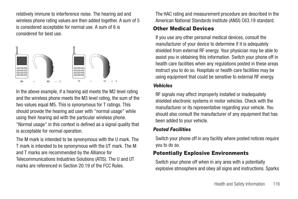 Other medical devices, Vehicles, Posted facilities | Potentially explosive environments | Samsung SCH-U350ZIAATL User Manual | Page 119 / 137