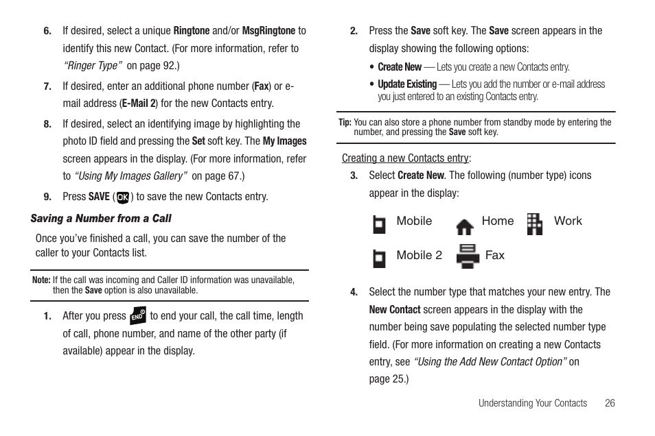 Saving a number from a call | Samsung SCH-U350ZIAATL User Manual | Page 29 / 137