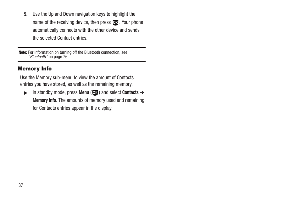 Memory info | Samsung SCH-U350ZIAATL User Manual | Page 40 / 137