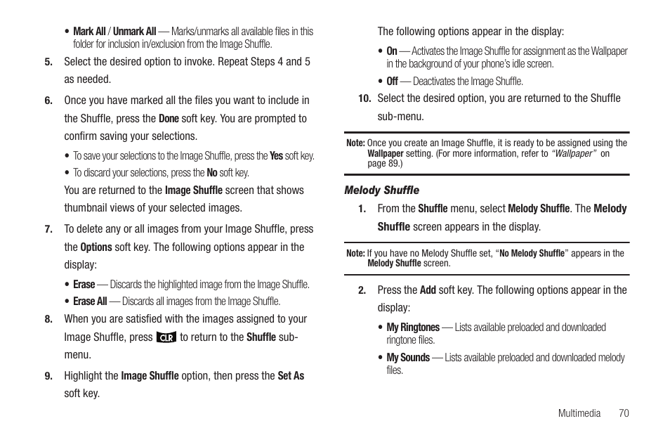 Melody shuffle | Samsung SCH-U350ZIAATL User Manual | Page 73 / 137