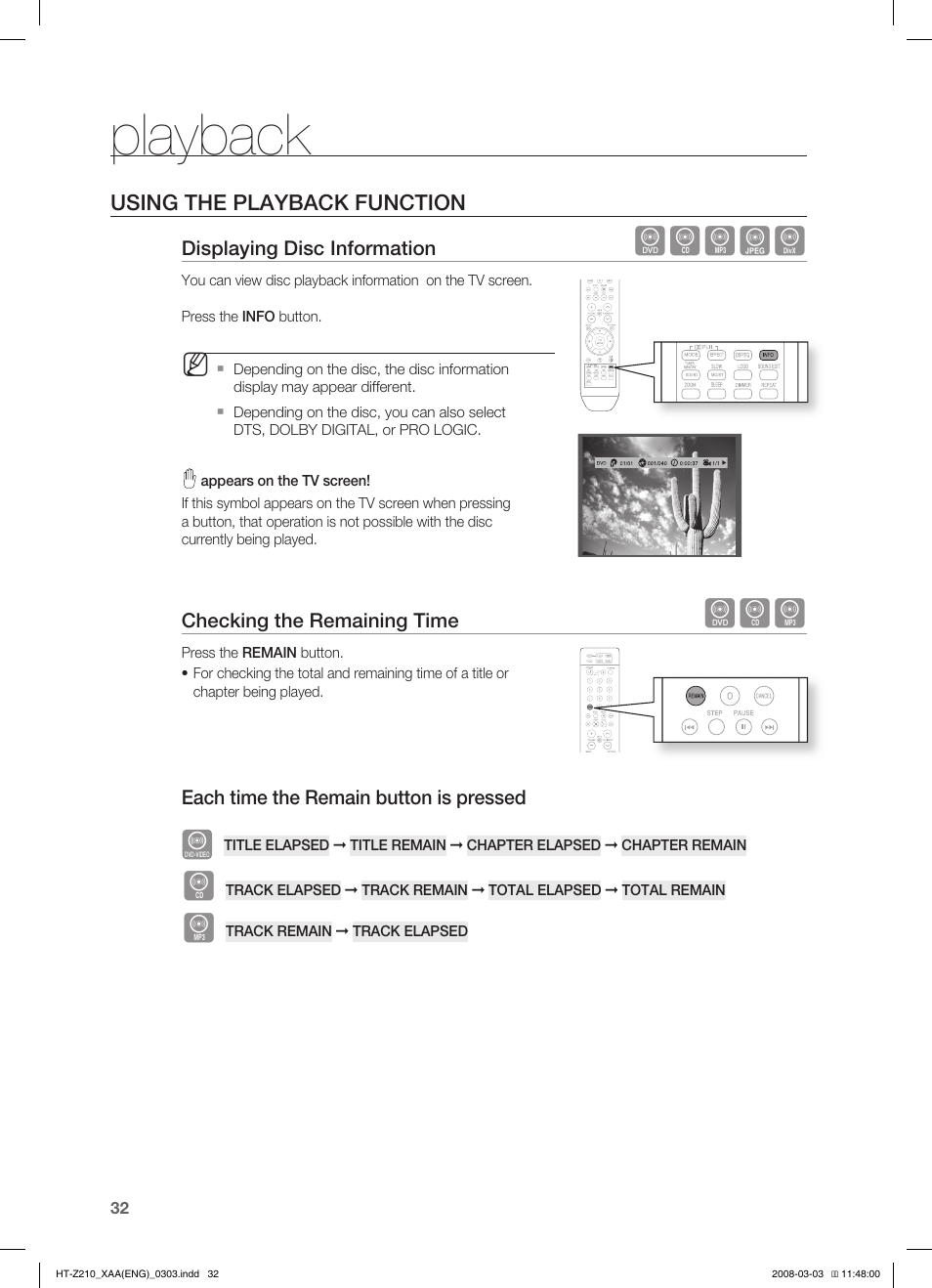 Playback, Dbagd | Samsung HT-Z210T-XAA User Manual | Page 33 / 63
