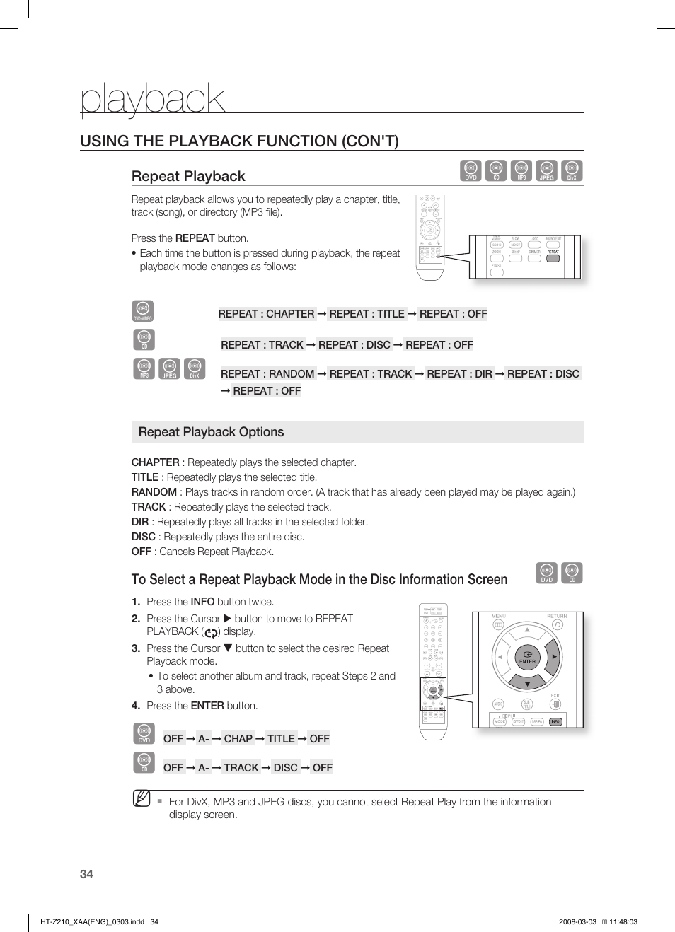 Playback, Dbagd | Samsung HT-Z210T-XAA User Manual | Page 35 / 63