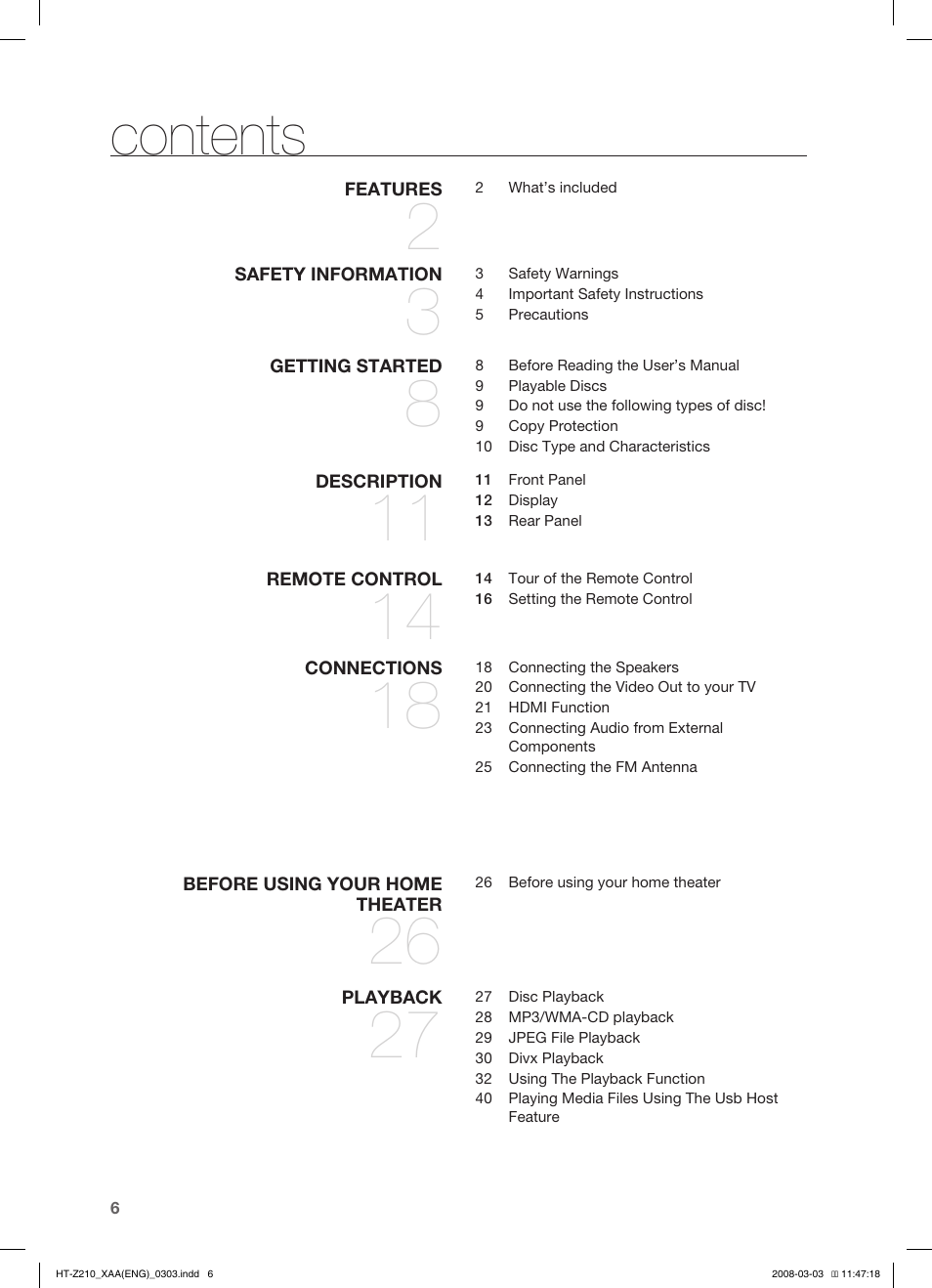Samsung HT-Z210T-XAA User Manual | Page 7 / 63