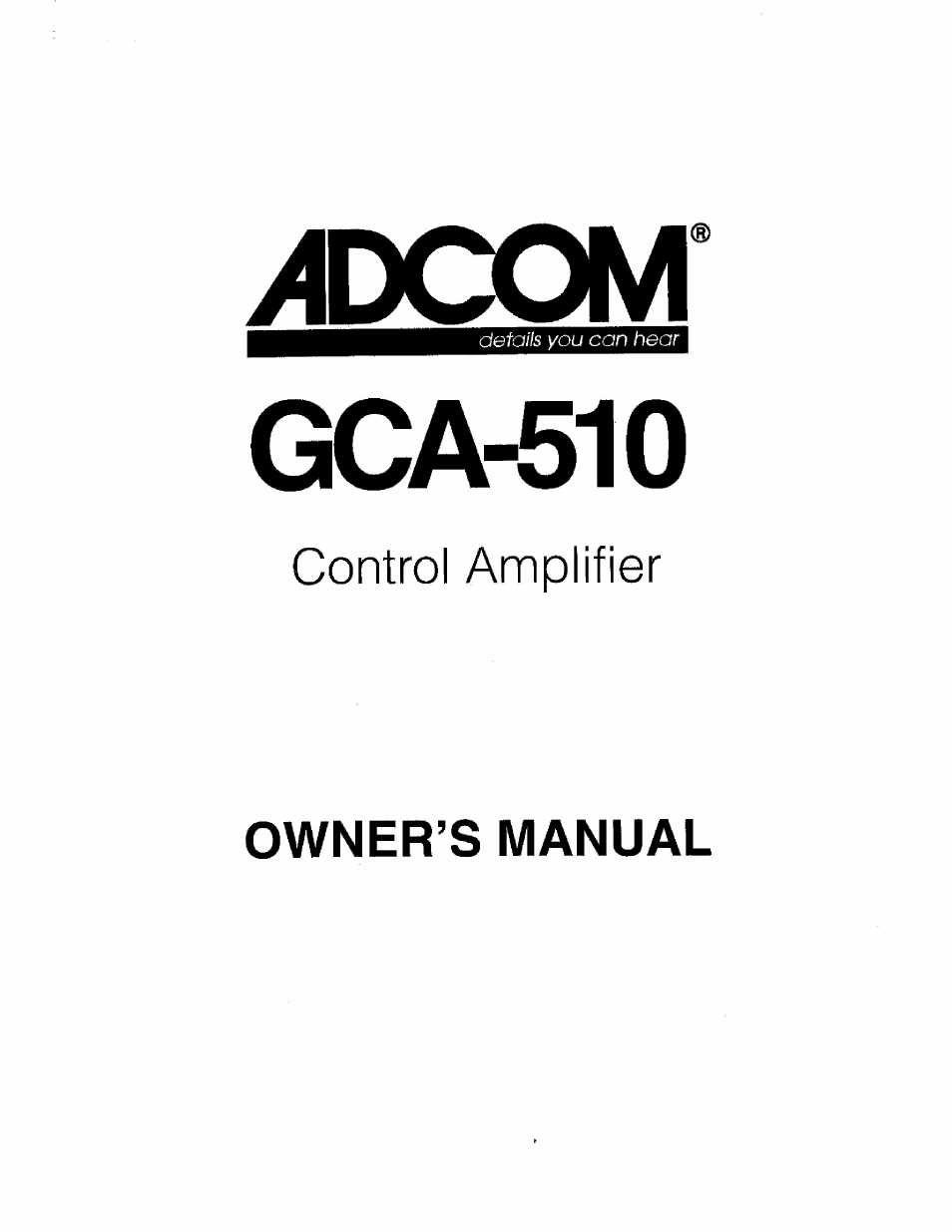 Adcom GCA-510 User Manual | 8 pages