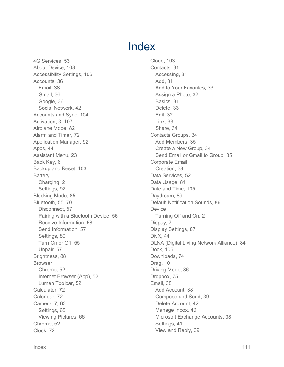 Index | Samsung SM-T217SZWASPR User Manual | Page 120 / 124