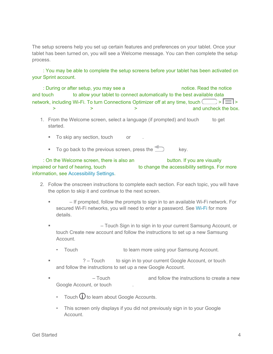 Complete the setup screens | Samsung SM-T217SZWASPR User Manual | Page 13 / 124