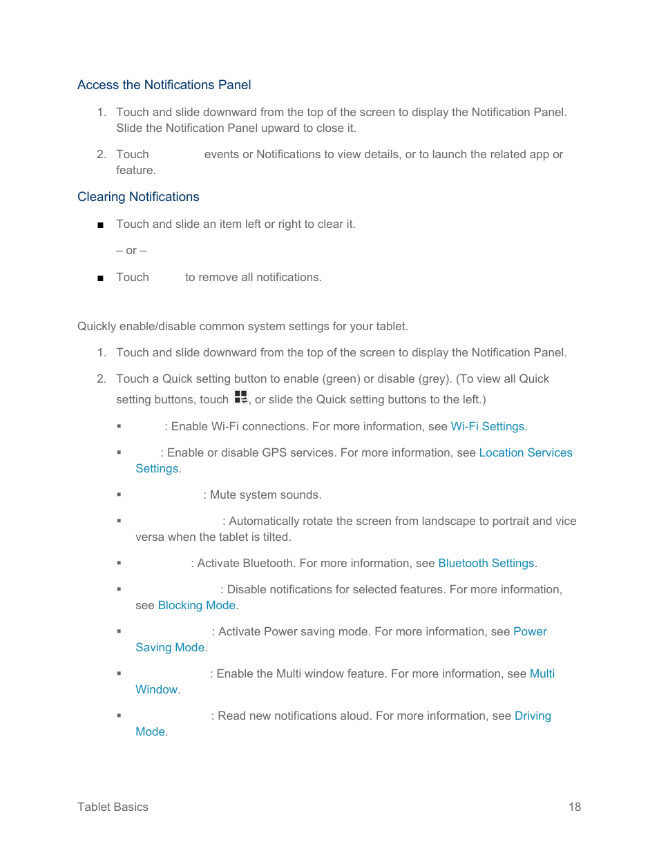 Quick settings | Samsung SM-T217SZWASPR User Manual | Page 27 / 124