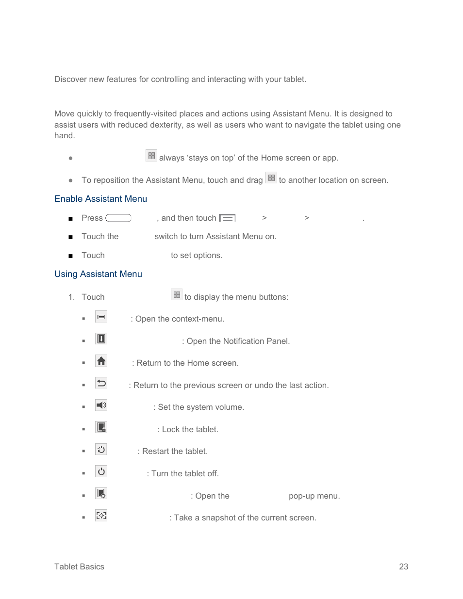 Features, Assistant menu | Samsung SM-T217SZWASPR User Manual | Page 32 / 124
