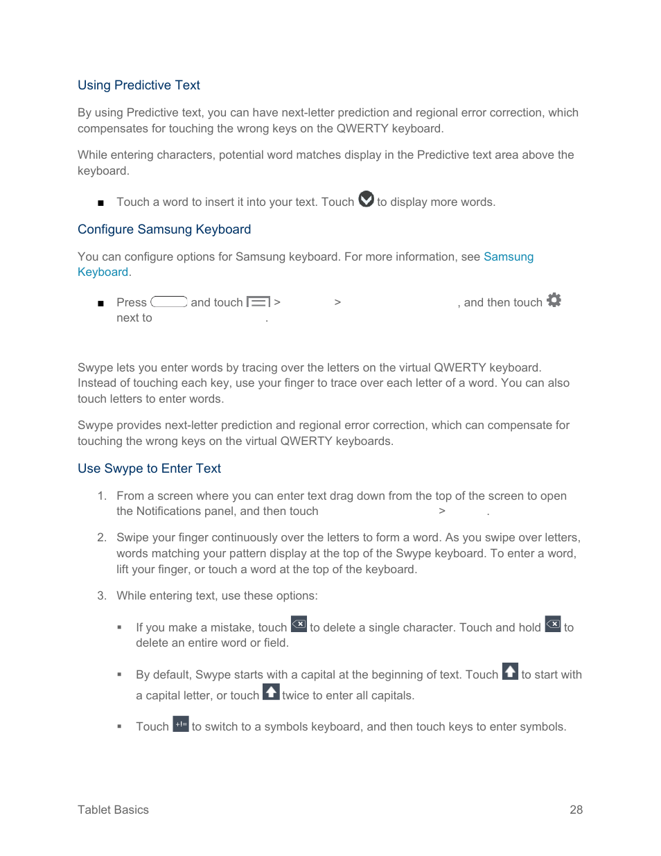 Swype | Samsung SM-T217SZWASPR User Manual | Page 37 / 124