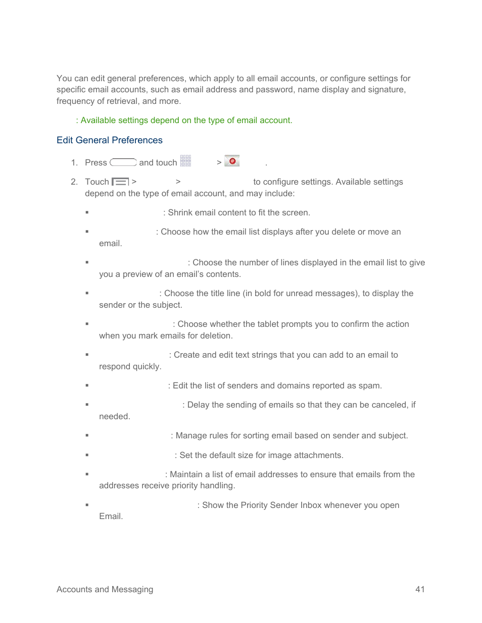 Edit email settings | Samsung SM-T217SZWASPR User Manual | Page 50 / 124