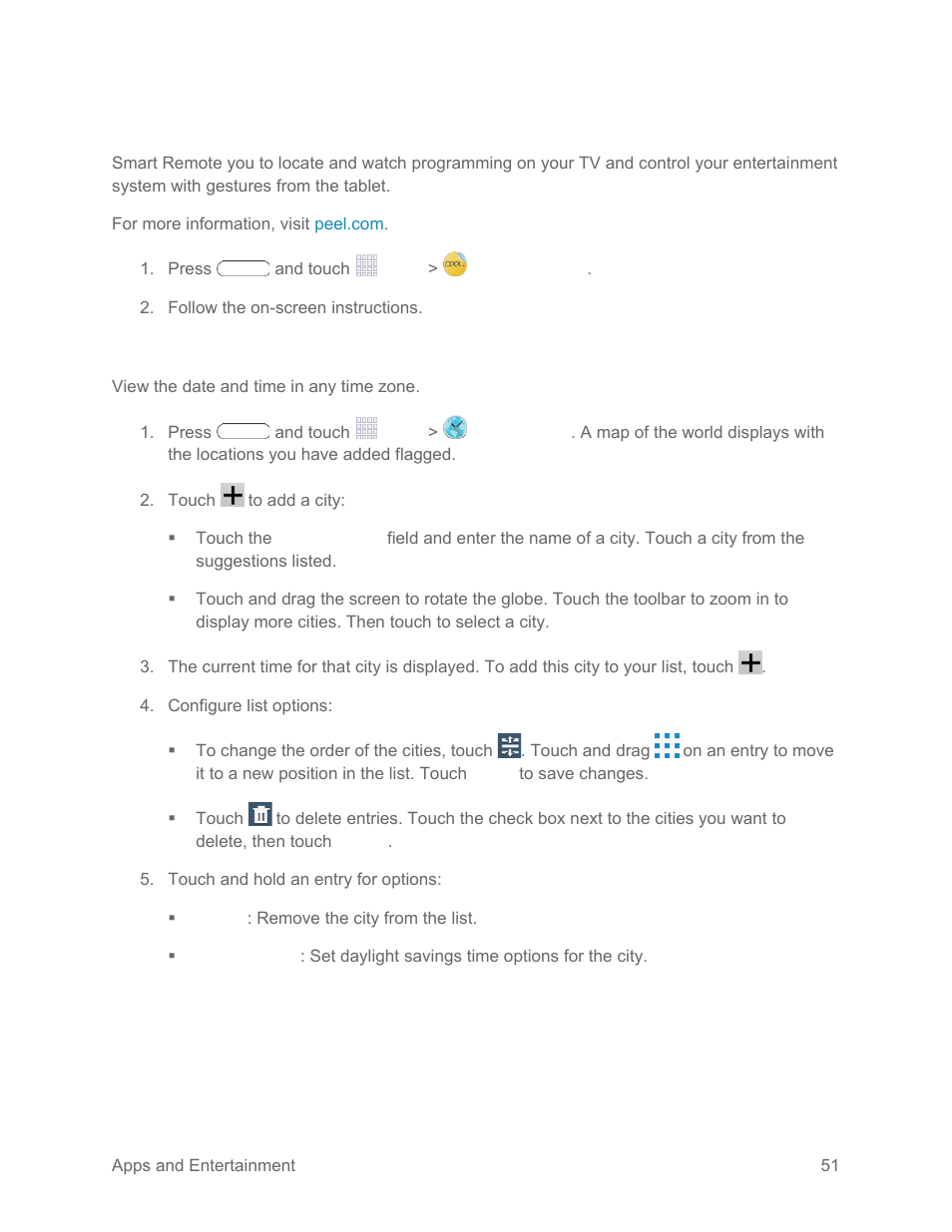 Smart remote, World clock | Samsung SM-T217SZWASPR User Manual | Page 60 / 124