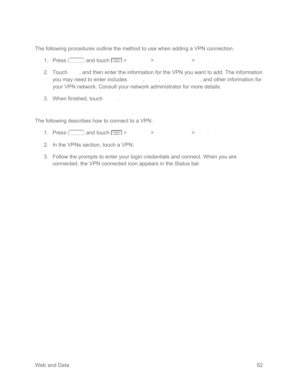 Add a vpn, Connect to a vpn | Samsung SM-T217SZWASPR User Manual | Page 71 / 124