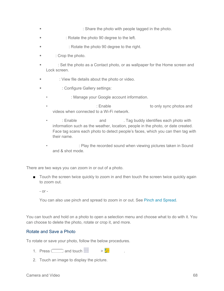 Zoom in or out on a photo, Working with photos | Samsung SM-T217SZWASPR User Manual | Page 77 / 124