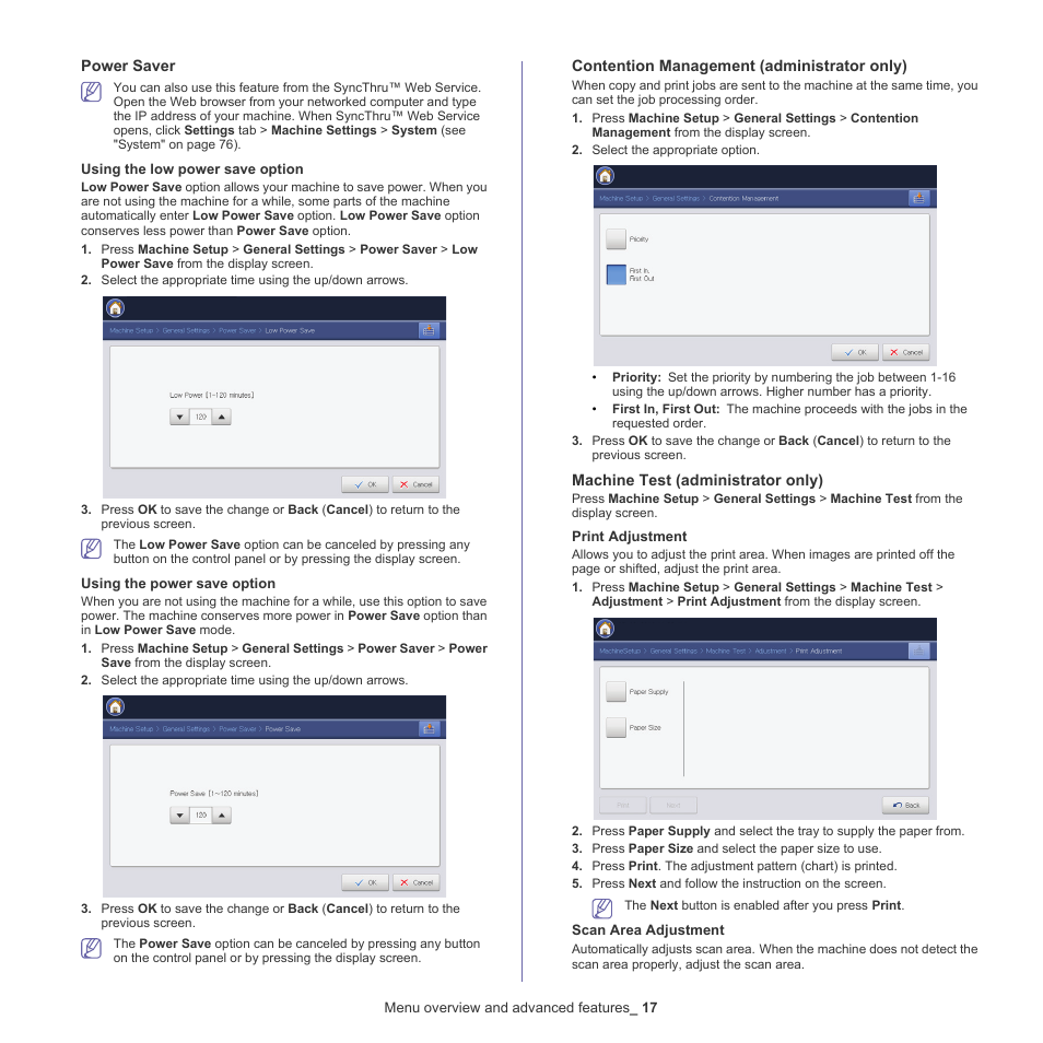 Ng modes (see "power, See "contention management (administrator only), Ea (see "machine | Samsung CLX-9250ND-XAA User Manual | Page 17 / 129