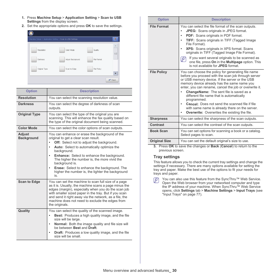 Tray settings | Samsung CLX-9250ND-XAA User Manual | Page 30 / 129