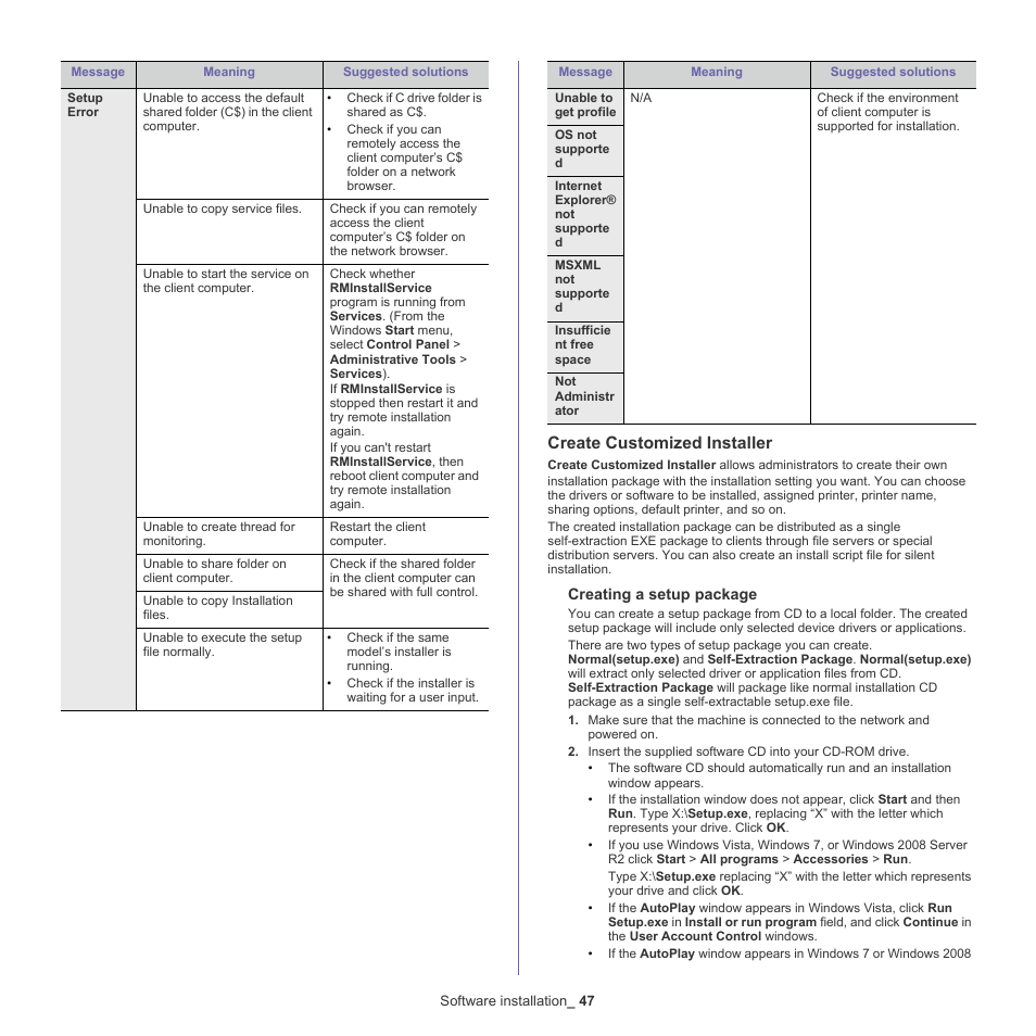 Create customized installer | Samsung CLX-9250ND-XAA User Manual | Page 47 / 129
