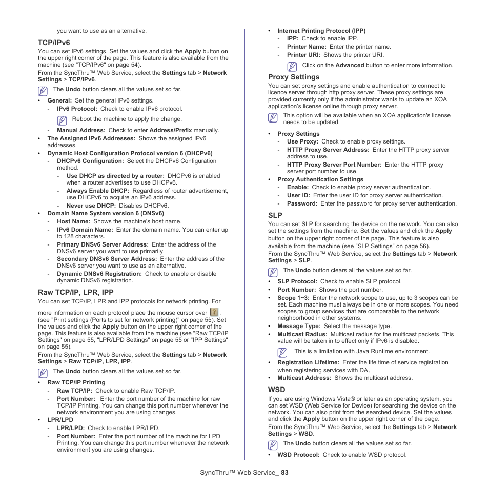 Tcp/ipv6" on, See "raw | Samsung CLX-9250ND-XAA User Manual | Page 83 / 129