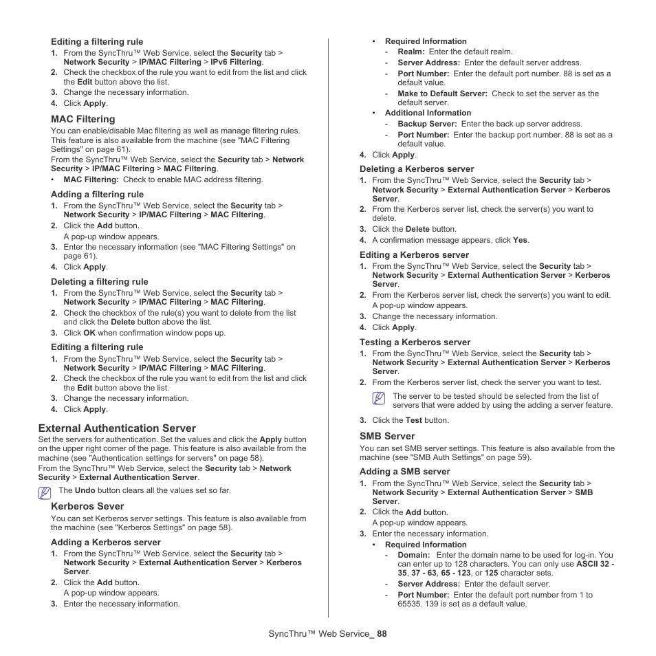 External authentication server | Samsung CLX-9250ND-XAA User Manual | Page 88 / 129