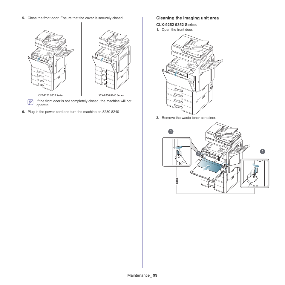 Cleaning the imaging unit area | Samsung CLX-9250ND-XAA User Manual | Page 99 / 129