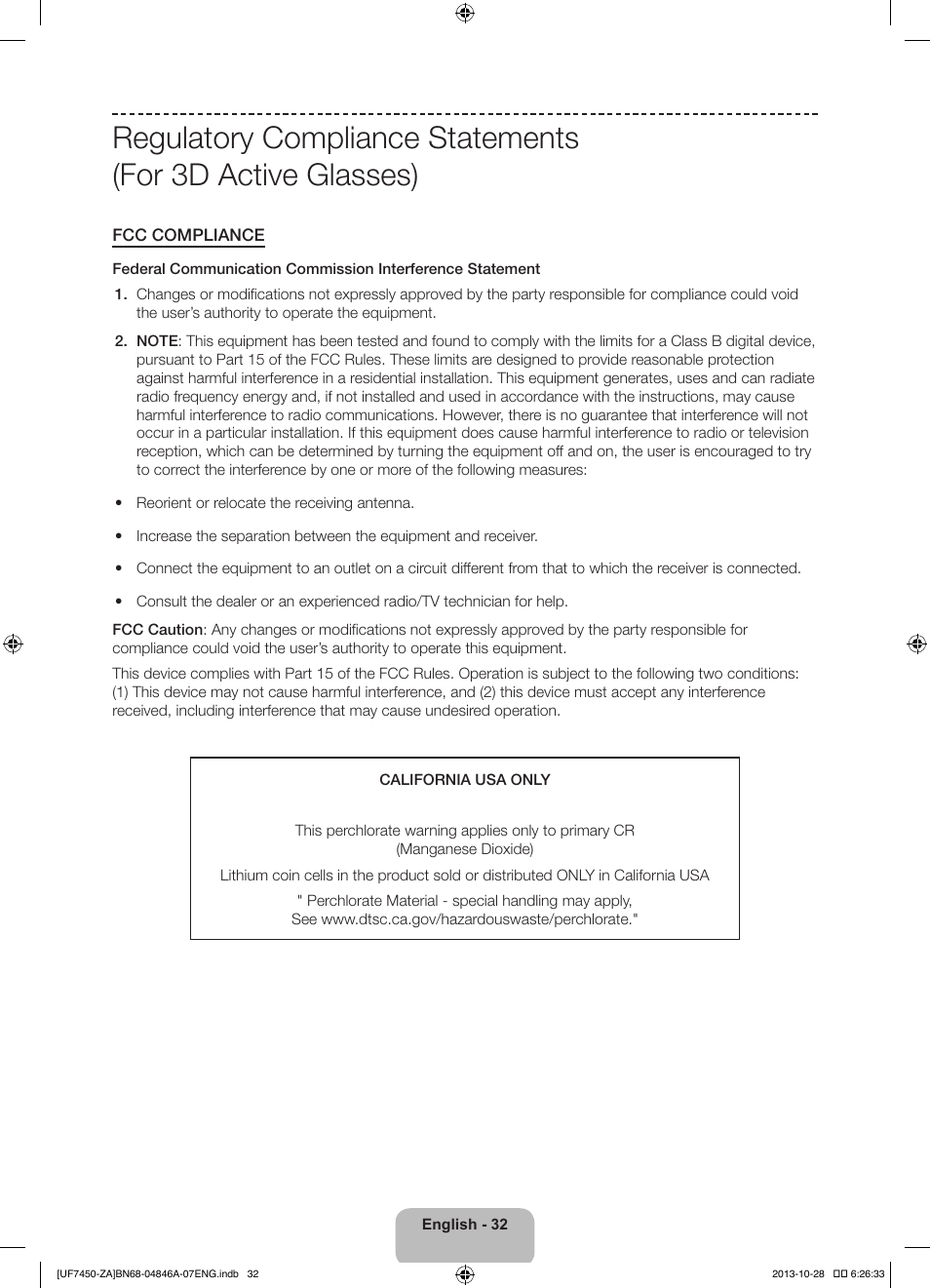 Samsung UN55F7450AFXZA User Manual | Page 32 / 34