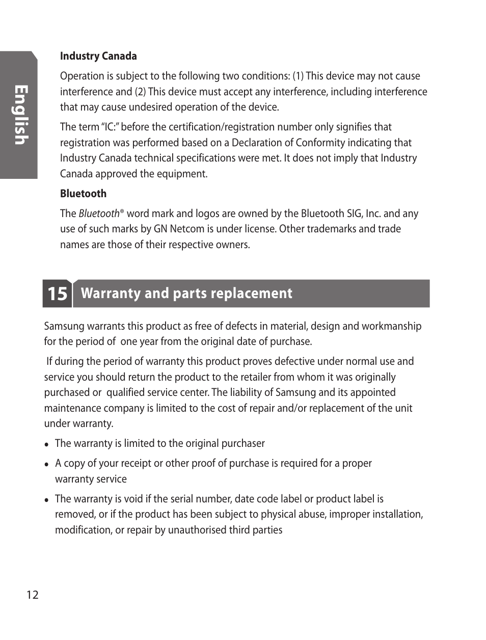 En g lis h | Samsung WEP170JBEG-XAR User Manual | Page 14 / 58