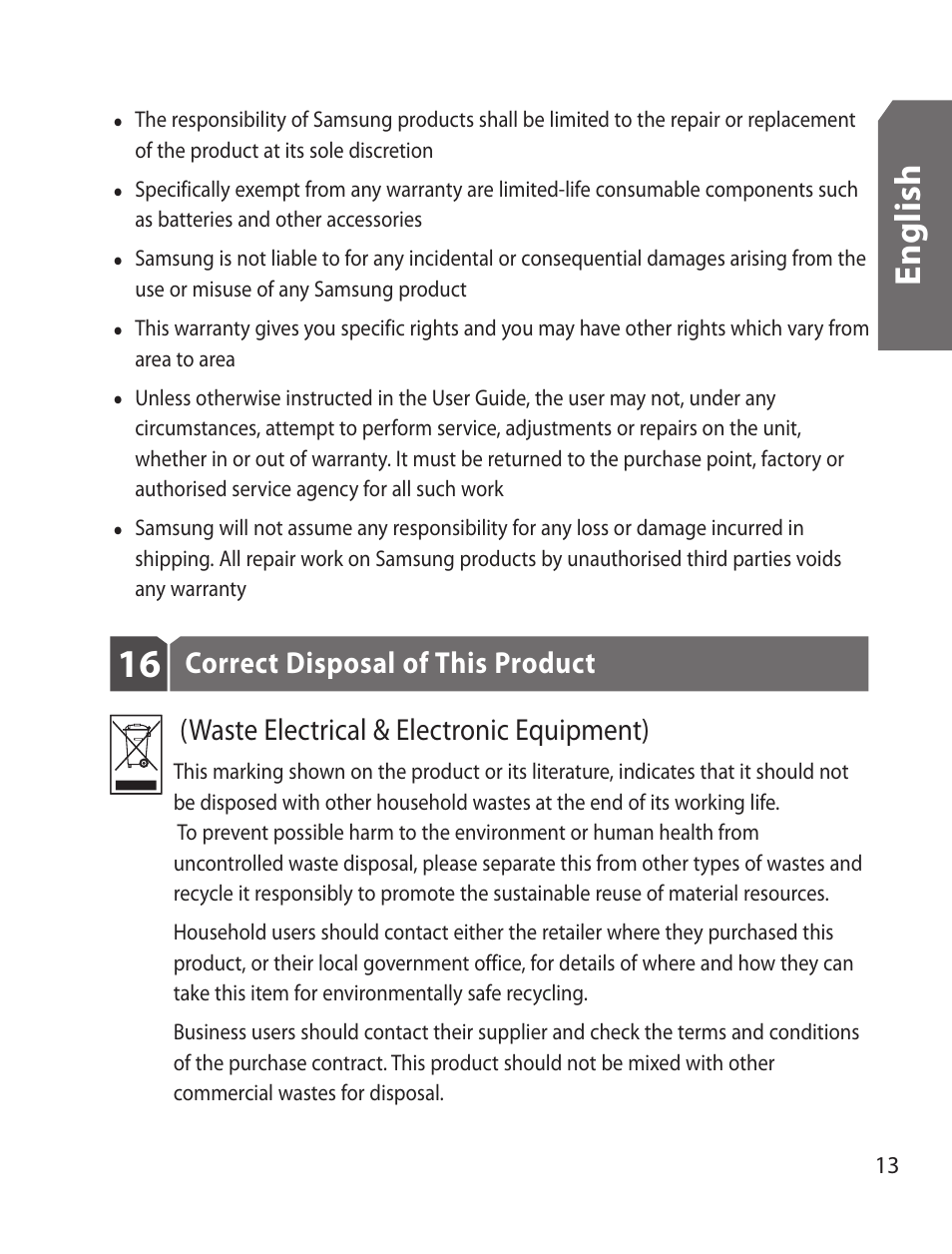 En g lis h | Samsung WEP170JBEG-XAR User Manual | Page 15 / 58