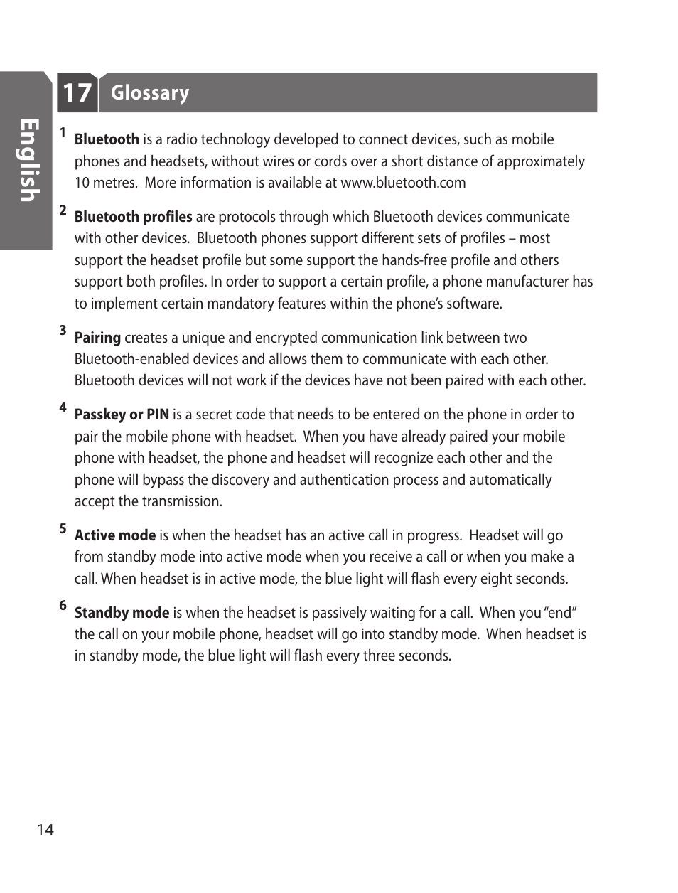 En g lis h, Glossary | Samsung WEP170JBEG-XAR User Manual | Page 16 / 58