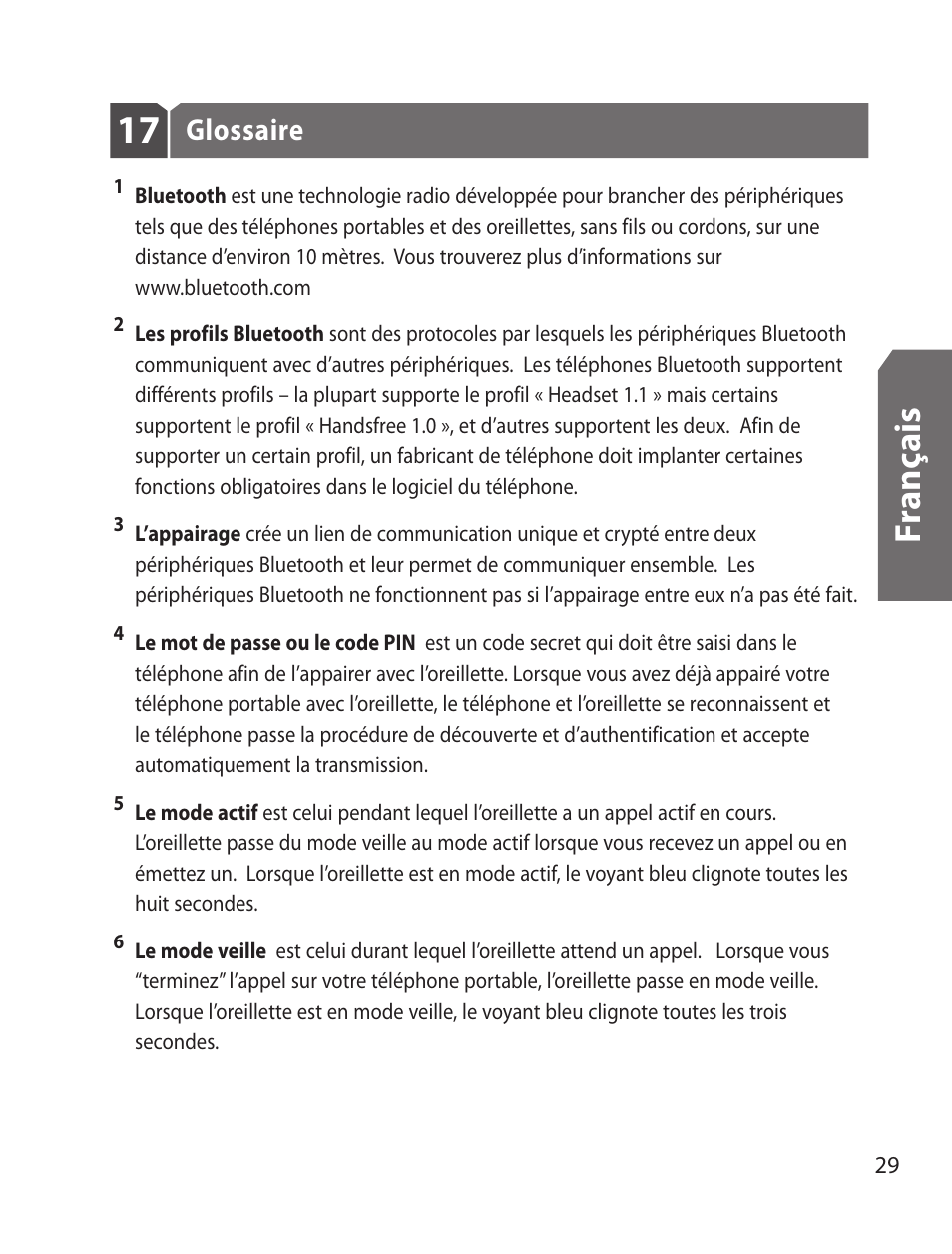 Fr an ça is, Glossaire | Samsung WEP170JBEG-XAR User Manual | Page 31 / 58