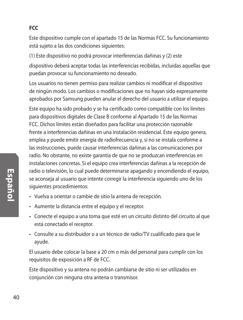 Es p añ o l | Samsung WEP170JBEG-XAR User Manual | Page 42 / 58