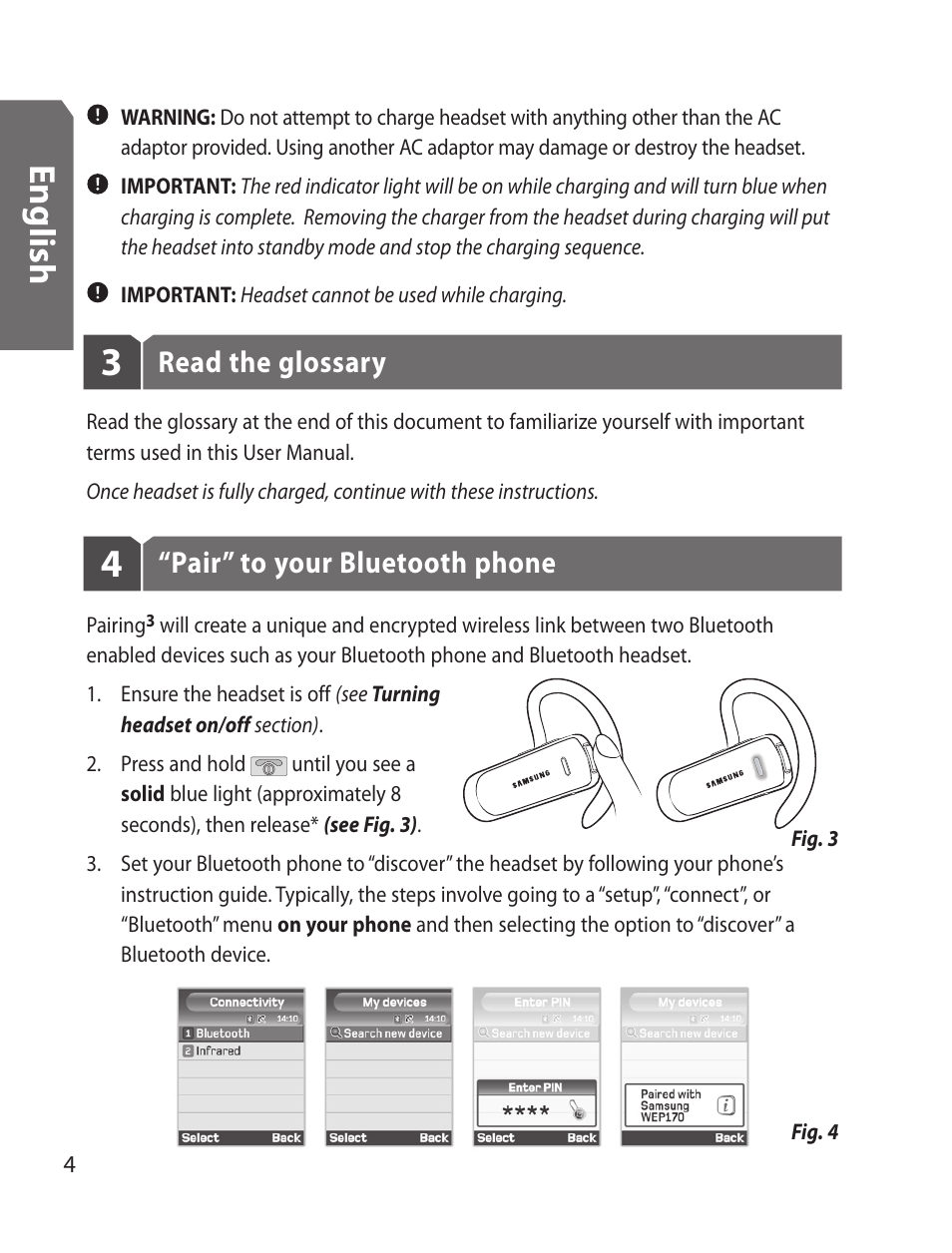 En g lis h | Samsung WEP170JBEG-XAR User Manual | Page 6 / 58