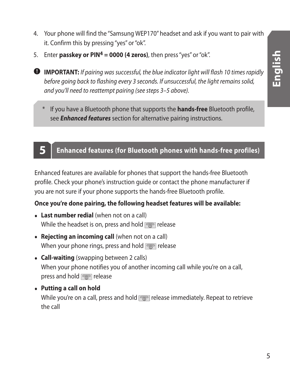 En g lis h | Samsung WEP170JBEG-XAR User Manual | Page 7 / 58