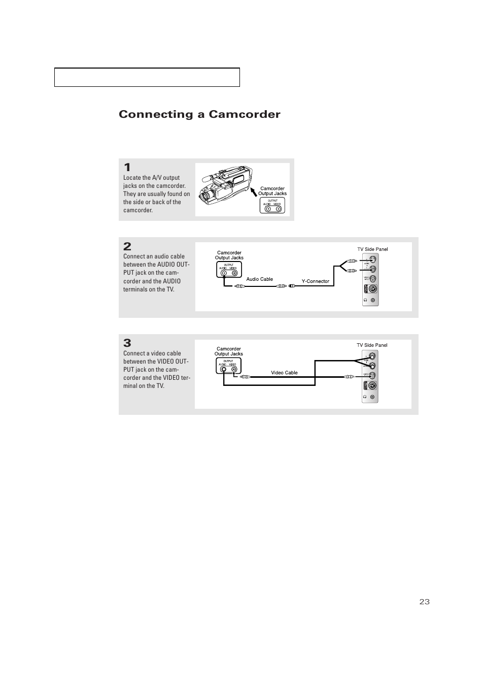 Connecting a camcorder | Samsung TXP3271HX-XAA User Manual | Page 23 / 79