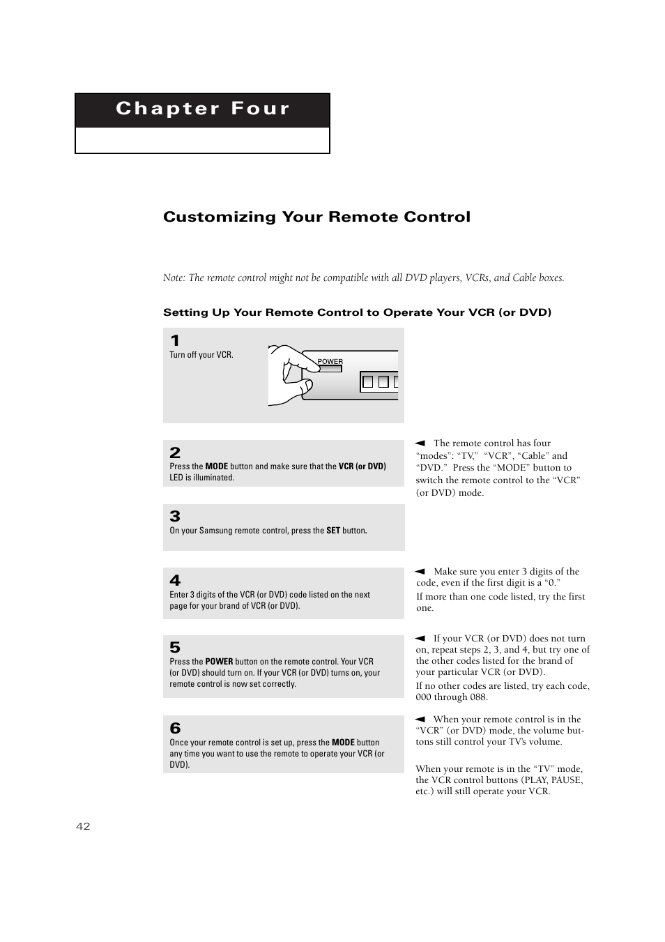 Customizing your remote control | Samsung TXP3271HX-XAA User Manual | Page 42 / 79