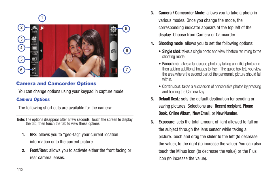 Camera and camcorder options | Samsung SGH-T759ZPBTMB User Manual | Page 118 / 259