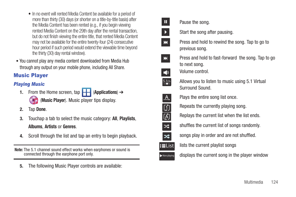 Music player | Samsung SGH-T759ZPBTMB User Manual | Page 129 / 259