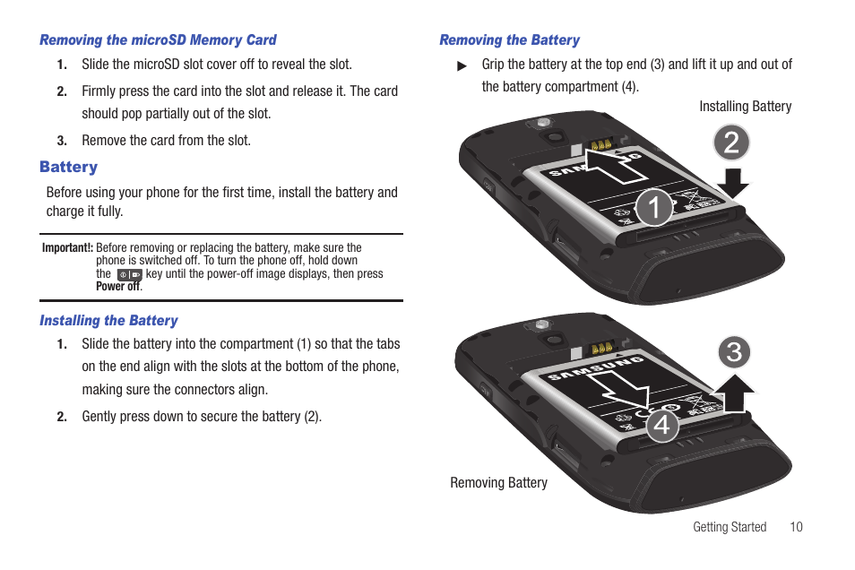 Battery | Samsung SGH-T759ZPBTMB User Manual | Page 15 / 259