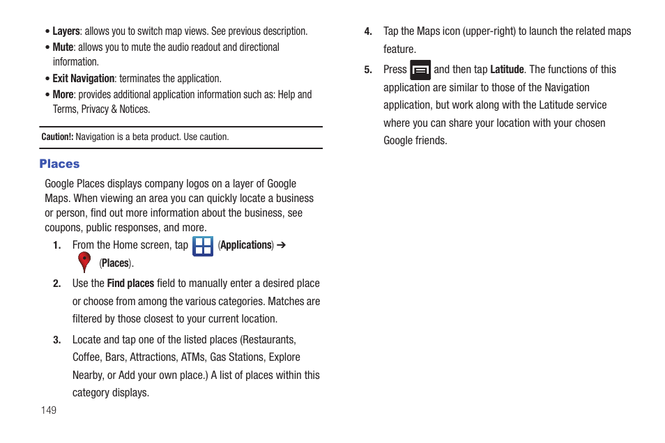 Places | Samsung SGH-T759ZPBTMB User Manual | Page 154 / 259