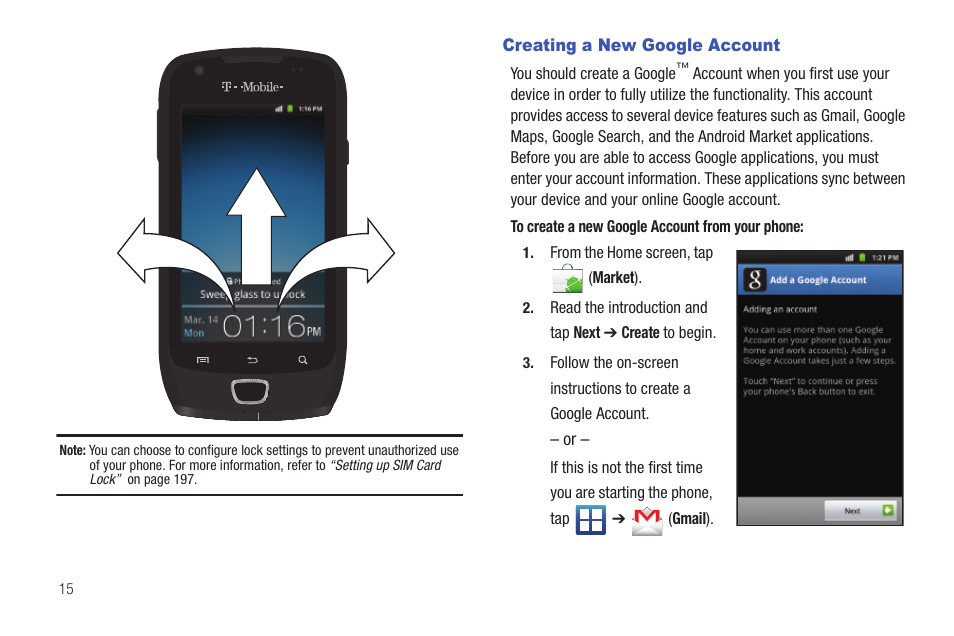 Creating a new google account | Samsung SGH-T759ZPBTMB User Manual | Page 20 / 259