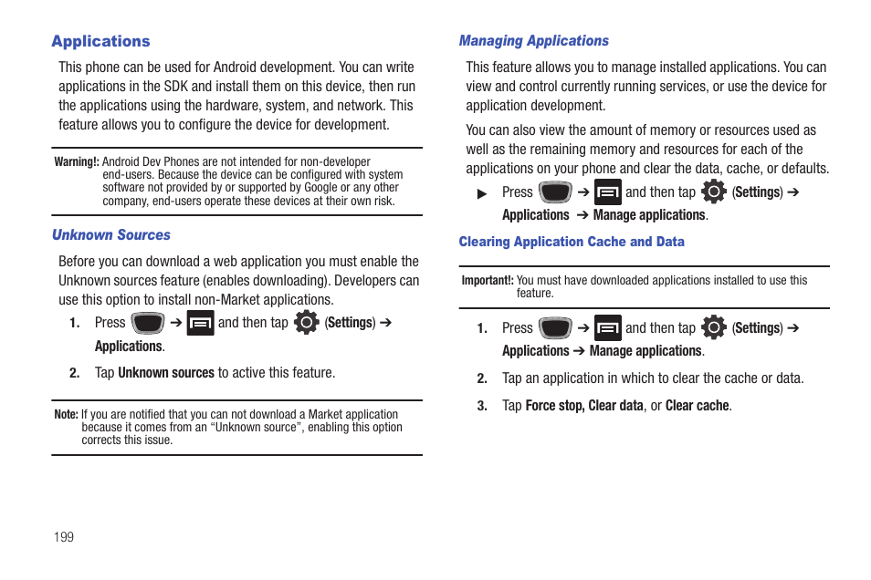 Applications | Samsung SGH-T759ZPBTMB User Manual | Page 204 / 259