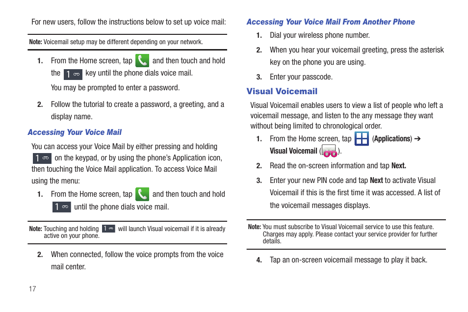 Visual voicemail | Samsung SGH-T759ZPBTMB User Manual | Page 22 / 259