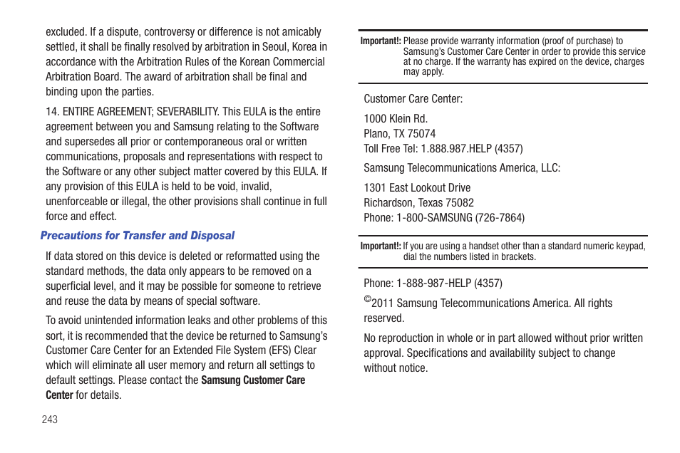 Samsung SGH-T759ZPBTMB User Manual | Page 248 / 259