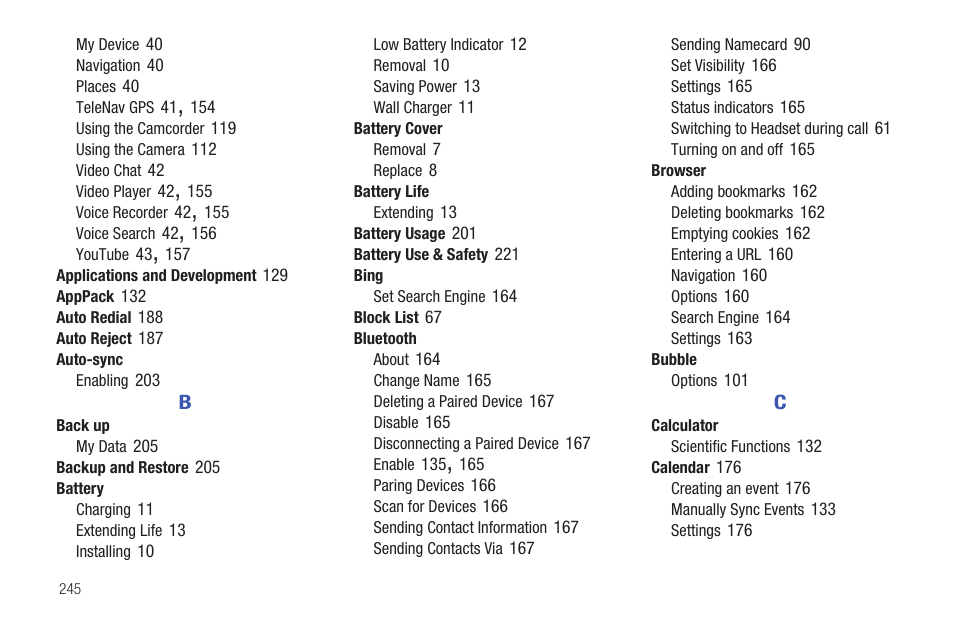 Samsung SGH-T759ZPBTMB User Manual | Page 250 / 259