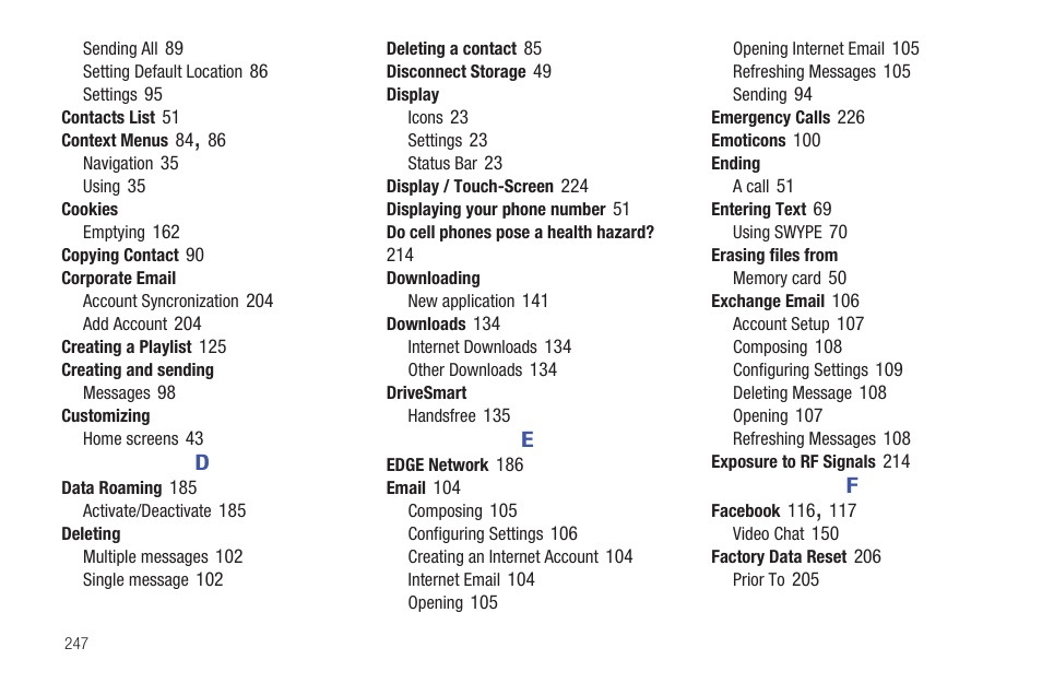Samsung SGH-T759ZPBTMB User Manual | Page 252 / 259