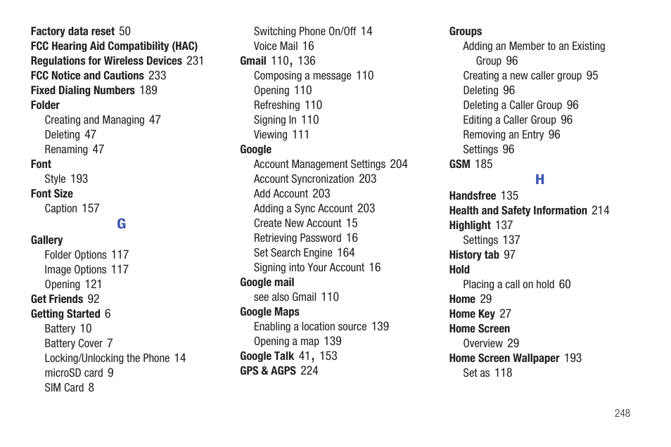 Samsung SGH-T759ZPBTMB User Manual | Page 253 / 259